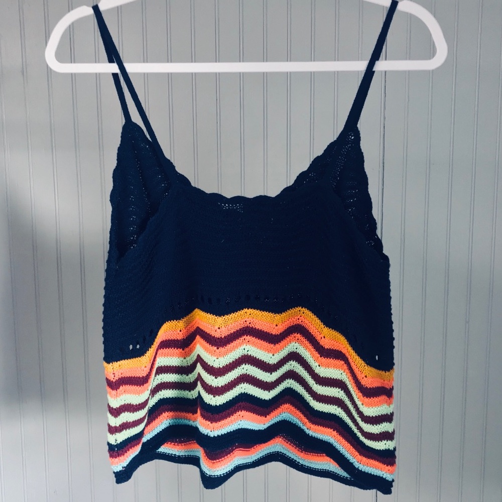 Mossimo Crochet Multi-color Stripe Crop Top NWT
